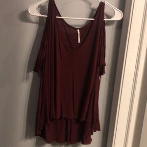 Free people maroon off the shoulder short sleeve